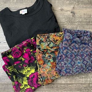 LuLaRoe Carly Dress Small & 3 Pairs for of One Size Leggings